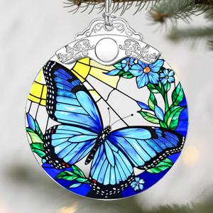 Butterfly Christmas Ornaments: Christmas Tree Ornaments, Holiday Decor for Butterfly Lover, Stocking Stuffers, Gift Ideas, Housewarming Gift, Xmas Gifts & Gifts for Women, Friends and Neighbors, Set Of 2