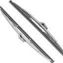 12" and 12" Vintage Front Windshield Wipers (Pack of 2), Polished Stainless Steel Bayonet Type Windshield Wiper Blades 6mm Bayonet Width for Oldtimers/Boat, Silver