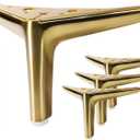 5-inch Brushed Gold Furniture Legs, Legs for Furniture Set of 4 Modern Furniture Feet Metal Table Legs for Cabinet Sofa Couch Chair Bed Dresser Wardrobe Risers DIY Replacement