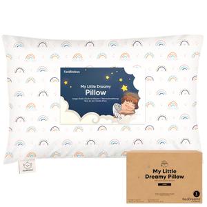 KeaBabies Toddler Pillow with Pillowcase, Jumbo 14X20 - Soft Organic Cotton Toddler Pillows for Sleeping - Machine Washable - Perfect for Travel, Toddler Bed Set ( Jolly Rainbow)
