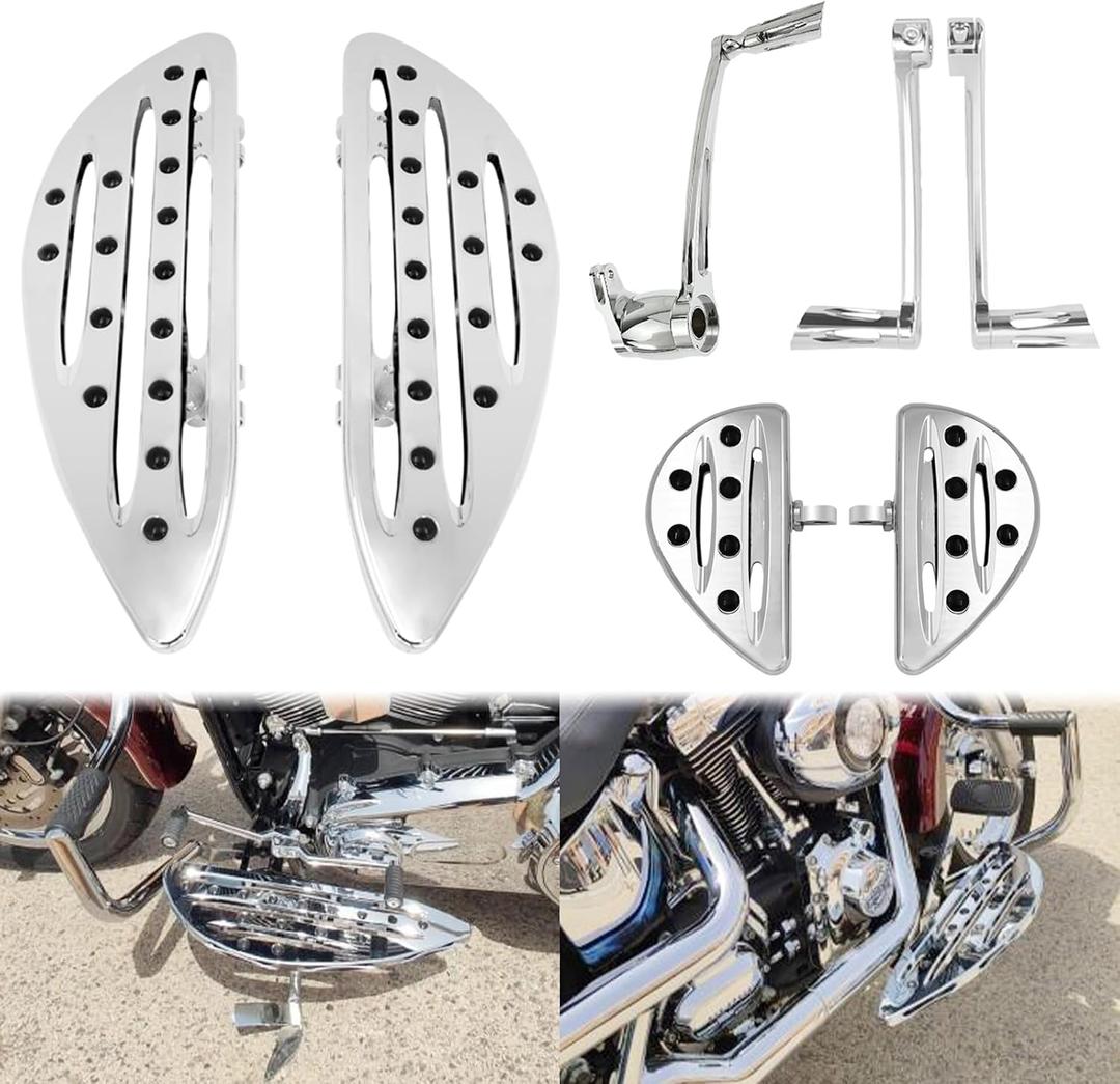 Front Floorboard Driver Rider Footboards Passenger Footboards Brake Arm Pedal Lever Heel Toe Shift Lever Fit for Harley Touring Road King Street Glide 2014-2025 Sportster Dyna Chrome