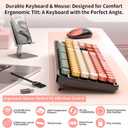 Wireless Keyboard and Mouse, MOFII 104 Round Keycaps Retro Typewriter with OTG & Brush, Full-Size Ergonomic, Ideal for Windows PC, Home, Office and College Rainbow Red