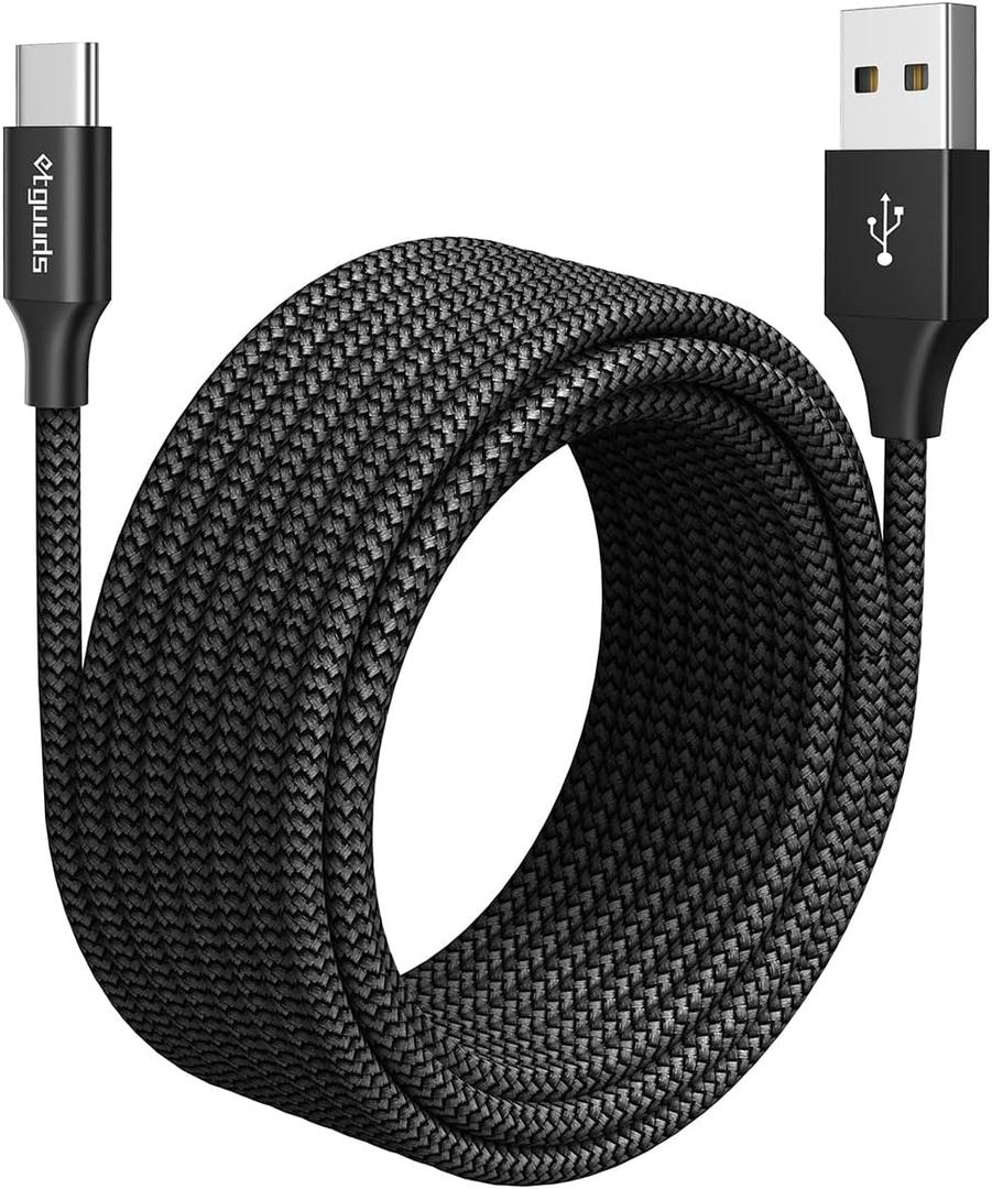 etguuds USB C Cable [20ft/6m], 1-Pack, Long USB-A 2.0 to USB-C Cable, Fast Charging Type C Charger Cord Nylon Braided for Samsung Galaxy Note, LG, Moto, Pixel, Switch, and Other USB C Devices