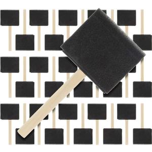 US Art Supply 3 inch Foam Sponge Wood Handle Paint Brush Set (Super Value Pack of 30 Brushes) - Lightweight, Durable and Great for Acrylics, Stains, Varnishes, Crafts, Art