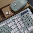 Wireless Keyboard and Mouse Combo, Full-Sized Wireless Keyboard and Adjustable DPI Mouse, 2.4GHz USB Receiver, Silent Keyboard and Mouse for PC, Windows, MAC, Desktop, Laptop (Avocado Green)