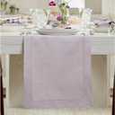 Solino Home Linen Lilac Table Runner 72 Inches Long - 100% Pure Linen Hemstitch Table Runner 14 x 72 Inch for Dresser, Dining, Spring, Summer - Classic Hemstitch