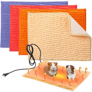 Dunzy 5 Pcs Guinea Pig Heating Pad Replaceable Guinea Pig Warming Liner 3 Level Pet Heated Pad with 16 x 12 Inch Liner Washable Waterproof Pee Pads Winter Heater Warming Mat Bed for Ferret Rabbit