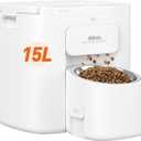 Automatic Dog Feeder for Large Breed, 15L/ 63Cups Vacuum-Sealed Storage & Timed Auto Dog Food Dispenser 2in1, Airtight 100% Freshness, Anti-Blockage, Support up to 22mm Pet Food, Stainless Steel Bowl