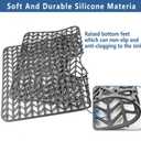 AWOKE Large Silicone Sink Protectors for Kitchen Sink, 30" x 16" Center Drain Hole, Sink Mat for Bottom of Farmhouse Kitchen Stainless Steel Sinks, Raised Feet/Heat Resistant/Non-slip (Gray)