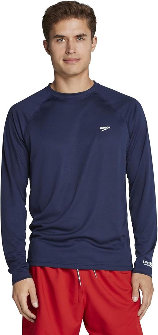 Speedo Men's UV Swim Shirt Easy Long Sleeve Regular Fit (Peacoat), S
