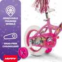 Huffy Disney Princess 12" Pink Girls' Bike, Ideal for Ages 3-5 Years Old, Removable Training Wheels, Sturdy and Durable, Heart Shaped Basket, Shimmering Streamers, Adjustable Comfort