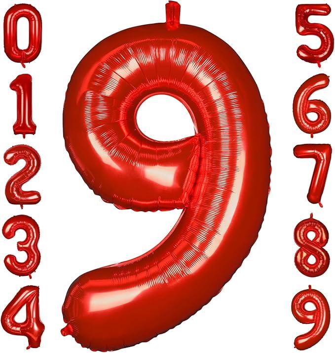 PatiCool 40 Inch Rainbow Number Balloon 9, Large Number Foil Balloons Mylar for Girl Boy Birthday Party Celebration Decorations Supplies, Digital Balloons for Wedding Anniversary Events Decorations