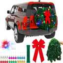 Wavwavw LED Christmas Car Spare Tire Decoration Make Your Own Truck Wreath 196.8 ft Tinsel Garland 24 Pcs Christmas Balls Ornaments Battery Operated Lights Outdoor Festive Accessory(Green)
