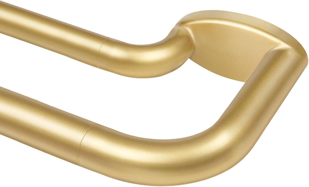 KAMANINA Blackout Double Curtain Rods for Windows 72 to 144 Inches Gold