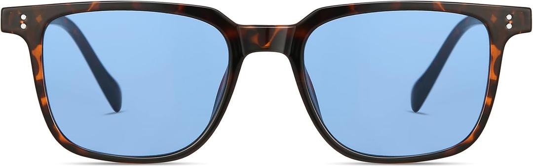Gtand Unisex Vintage Retro Square Style Tinted Sunglasses For Men Women Fashion Rectangle Sun Glasses 52mm (C15 Tortoise Frame/Blue Tinted Lens)