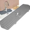 Silicone Sink Splash Guard Set - Faucet Handle Drip Catcher Tray, Dish Soap Sponge Draining Holder, Mat - Stylish Kitchen Sink Accessories for a Dry and Organized Counter - Grey