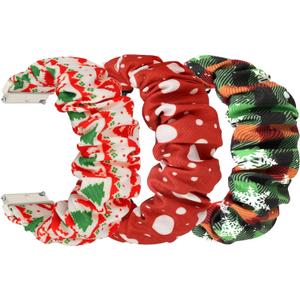 FTYQUEE Scrunchies Watch Bands Compatible with 16mm 18mm 19mm 20mm 22mm Quick Release Replacement Wristband, Stretchy Straps Fabric Bands for Men Women (22mm-Small Size, Boho + Plaid + Dot)