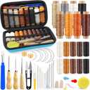 Morfen Upholstery Repair Kit, 71 Pcs Leather Sewing Kit, Leather Stitching Kit with Upholstery Thread, 3 Sewing Awl, Hand Sewing Stitching Needles, for Carseat Sofa Craft DIY (Multicolor (Upgraded 71 Pieces))