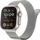 MARGE PLUS Compatible with Apple Watch Band 38mm 40mm 41mm 42mm 44mm 45mm 46mm 49mm Women Men, Stainless Steel Mesh Loop Magnetic Clasp Replacement for iWatch Series 11 10 9 8 7 6 5 4 SE3 SE2 Ultra 3 (Titanium)