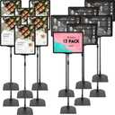Wesiti 12 Pack Adjustable Poster Stand Holder Floor Standing Display Sign Holder for Advertising Business Menu Stand Vertical and Horizontal View Sign Displayed Black (8.5 x 11 Inch)