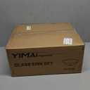 Vessel Sink 12" Bathroom Sinks Tempered Glass Blue Art Basin Round Bowl with Faucet Combo, Blue