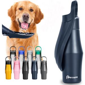 27 OZ Dog Water Bottle Portable Stainless Steel Convenient Pet Water Dispenser, Leak Proof Puppy Travel Water Bowl for Dog Outdoor Walking, Hiking, Perfect Size for All Dog Breeds, Whole Blue (1-Pack)