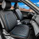 LINGVIDO Car Seat Covers  Premium Nappa Leather Full Set for Front & Rear Seats, Durable, Comfortable, Easy to Install, Fits Most Cars, Sedans, SUVs  Ideal for Commuters, Families & Road Trips (Black & Blue Line)