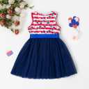 Magic Park 1-6Y Baby 4th of July Dress Toddler Independence Day Dresses Girl Patriotic Outfits Star Stripe A-line Tulle Skirt(Red White Blue Sleeveless, 1-2T)