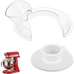 Pouring Shield and Mixer Bowl Cover Compatible with Kitchenaid 6-7QT Bowl-Lift Stand Mixers Accessories and Attachments, Splatter Guard for Stainless Steel Mixer Bowl to Prevent Spilling