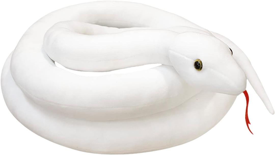 Clobeau 78 Inch White Snake Plush, Realistic Snake Stuffed Animal, Lifelike Snakes Toy for Kids, Soft Stuffed Snakes Plush for Halloween Birthday Present Party Prank Prop