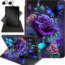 Case for All-New Amazon Fire Max 11 Tablet (13th Generation, 2023 Release), 360 Degree Rotating Stand Smart Protective Cover Case, for Fire Max 11 2023 (13th Generation), Blue Pink Roses Butterfly