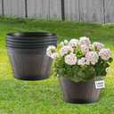 YI Barrel Planters Plant Pot Set of 6 Pack 6 Inch,Durable Plastic Flowerpot Mimics The Design of Wooden Whiskey Barrels,for Indoor & Outdoor Home Plants Essential for Home Gardening.