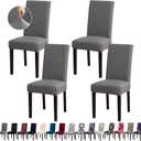 Dining Room Chair Covers - Stretch Kitchen Chair Covers Set of 4, Removable Washable Slipcovers for Home, Hotel, Banquet (Grey)
