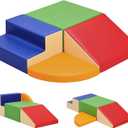 TODIBY 4-Pieces Climbing Toys for Toddlers (Extra Large): PU Leather Foam Blocks for Crawling and Sliding - Soft Indoor Play Gym Climber Structures for Toddlers Kids(XL Size)
