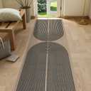 Lahome Modern Rainbow 2x8 Runner Rug, Washable Hallway Kitchen Runner Rugs with Rubber Backing Farmhouse Indoor Outdoor Carpet, Contemporary Non Slip Carpet for Entry Bedroom Porch (Nature/Black Rainbow)
