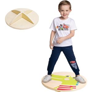 Wooden Balance Board With Crossed Base Balance Kids Rocking Seesaw Balance Board Sensory Training Rocking Board Balance Training Equipment Indoor Outdoor (Round)