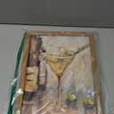 Framed Vintage Olive Martini Glass Cocktail Canvas Wall Art Still Life Bar Cart Paiting Pictures Wall Decor Posters Print for Kitchen Bar Cart Dining Room Home Decoration