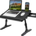 LAPGEAR Easy Tilt Leather Laptop Bed Desk with Adjustable Legs, Wrist Rest, Media Slot, and Built-in Storage - Black - Fits up to 17.3 Inch Laptops - Style No. 78508