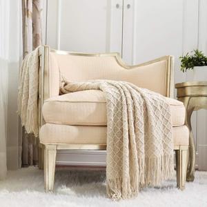 CREVENT Home Decor Rustic Couch Sofa Chair Bed Throw Blanket, Soft Warm Cozy Light Weight for Travelling in Spring Summer (50''X60'' Beige/Ivory)