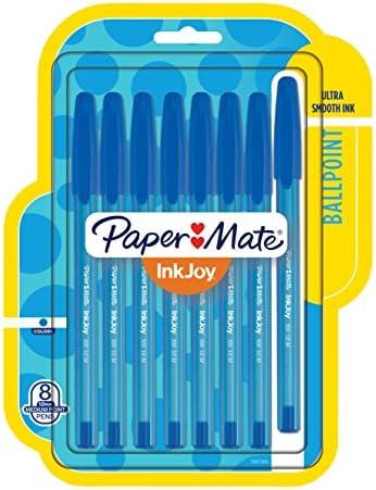 Paper Mate InkJoy 100ST Ballpoint Pens, Medium Point, Blue, 8 Pack (1961305)