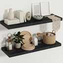 Vivelove Black Floating Shelves, 12" Deep Wall Shelves for Bedroom, Living Room, Kitchen, Office, Rustic Home Decor Shelf with Invisible Brackets, 36X12X1.5, Set of 2