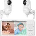 Momcozy Baby Monitor with 2 Cameras 5.5" 1080P Full HD Split Screen Video Baby Monitor with Camera and Audio, No WiFi 5800mAh Battery, ECO, VOX, Clear Night Vision 1640ft Range (SD Card not Included)