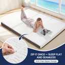 Hanherry 4 Inch Foldable Mattress Queen Size, Tri-Folding Portable Memory Foam Topper Floor Bed with Storage Bag, Washable Cover for Travel, Camping, RV, Guest