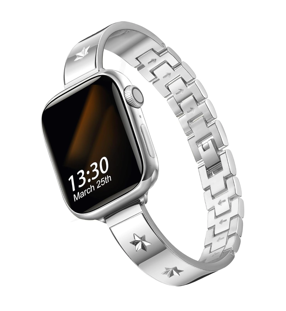 Bands Compatible with Apple Watch 38mm 40mm 41mm 42mm 44mm 45mm 46mm 49mm, Women Stainless Steel Metal Wristbands Dressy Bracelet for iWatch Series 10 9 8 7 6 5 4 3 2 1 SE SE2 Ultra