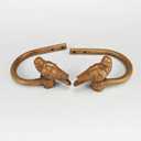 Curtain Drapery Holdbacks with Resin Bird, Wall Mount Drapery Hooks Holders, Set of 2, Wood Color, Suitable for Drywall