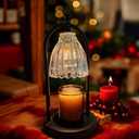 GyroVu Candle Warmer Lamp with Timer, 3-Level Dimmable Candle Lamps Vintage Glass Shade, Candle Warmer Light Wax Melt Warmer for Scented Wax, Black Warmer Lamp for Women Home Decor (2 Bulbs Included)