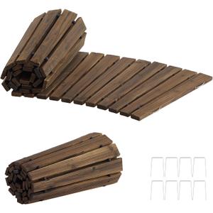 Wooden Garden Pathway,Wooden Walkway with Non-Slip Surface, Roll Out Wooden Pathway Weather-Resistant Walkway for Outdoor Patios Wedding Party Pathways (Carbonized, 6FT-Curved)