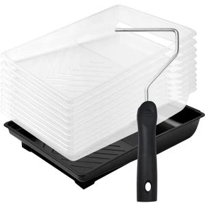 Mister Rui 6 Inch Paint Tray, 12 Pack, Plastic Paint Roller Tray with 4 Inch Roller Frame, Disposable Tray Liners for Home Improvement