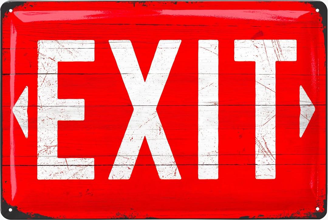 LANOLU Vintage Tin Sign EXIT Sign, Decorative Metal Sign, 8x12 inch