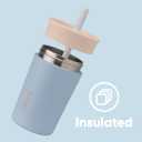 Owala Kids Insulation Stainless Steel Tumbler with Spill Resistant Flexible Straw, Easy to Clean, Kids Water Bottle, Great for Travel, Dishwasher Safe, 12 Oz, Tan and Blue (Seas the Day)